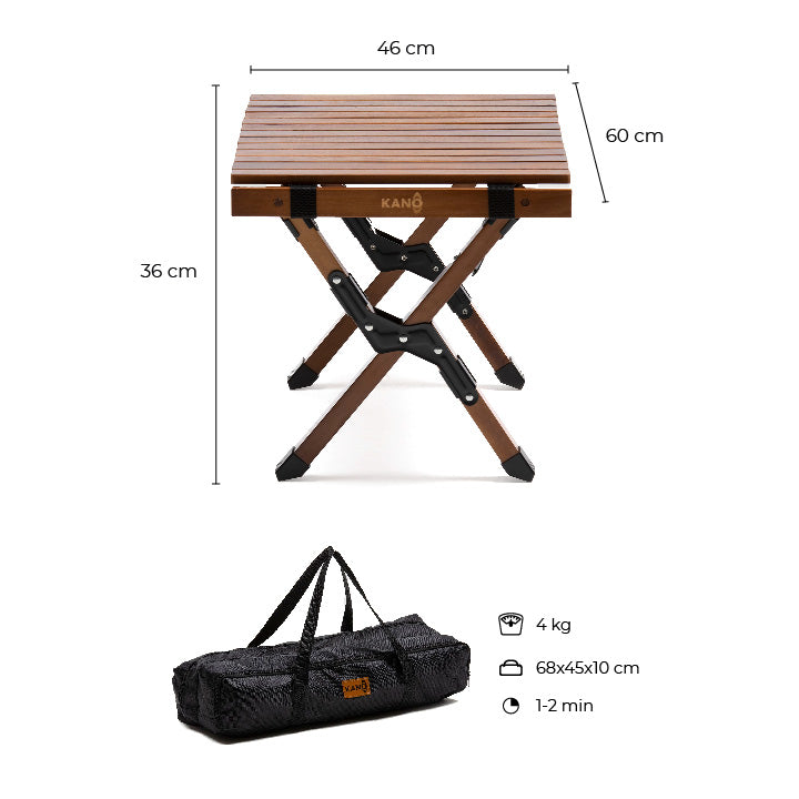 Mesa Plegable de Madera Oscura Para Camping Natural