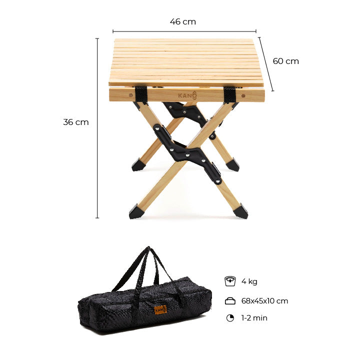 Mesa Plegable de Madera Clara Para Camping Natural