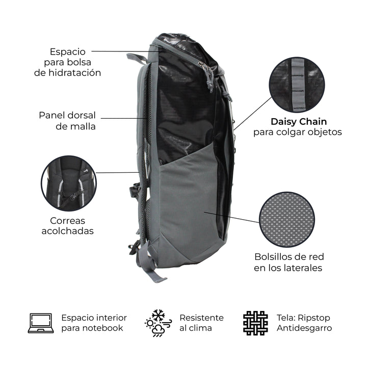 Mochila Outdoor 25L Andes Negro