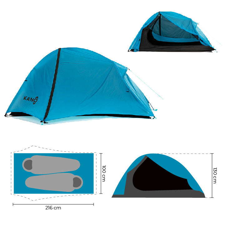 Carpa Técnica Neltume Camping 2 personas Impermeable Pro