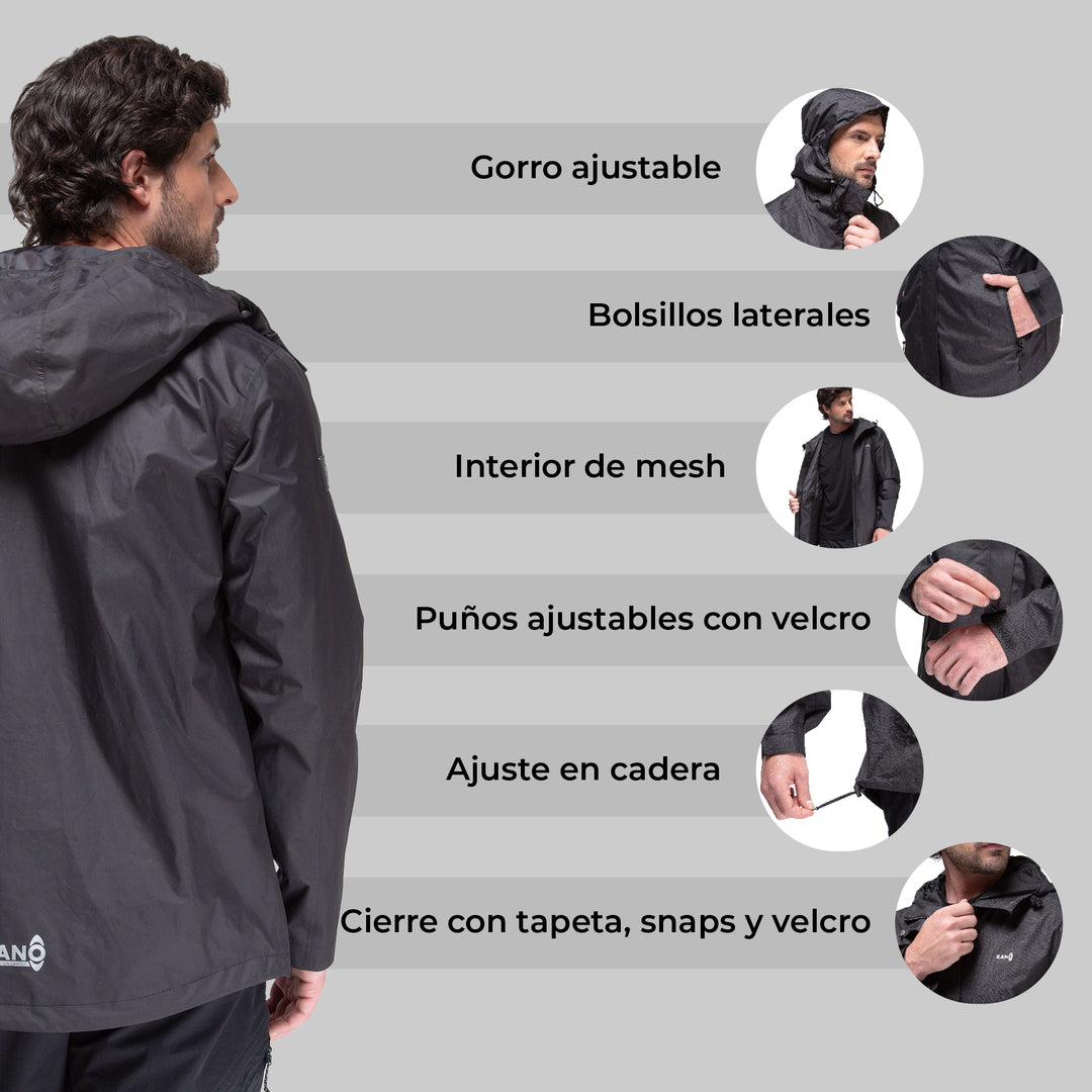 Cortavientos Impermeable Lenga Negro