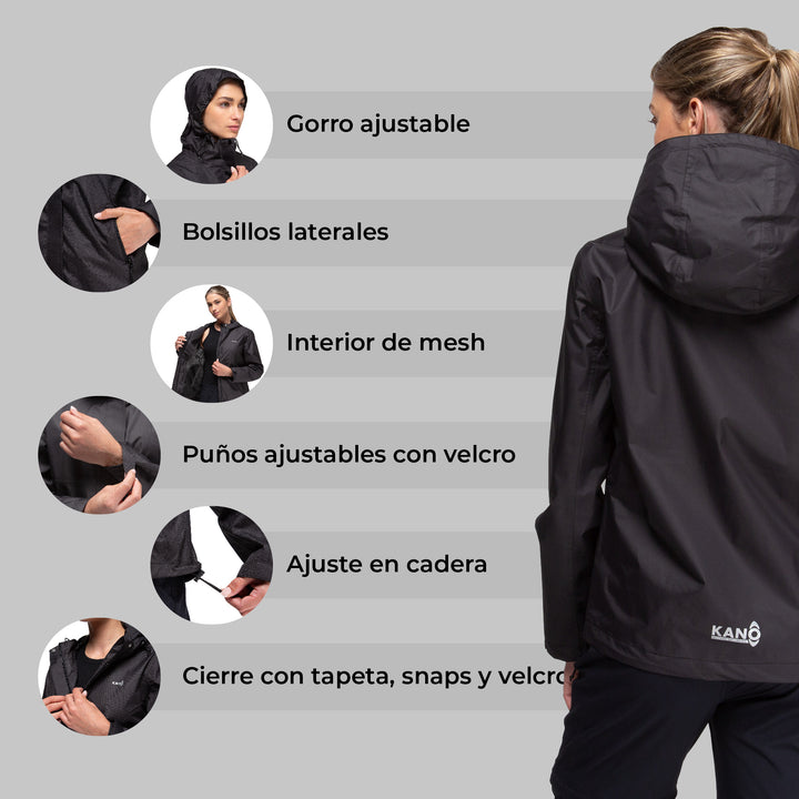 Cortavientos Impermeable Lenga Negro