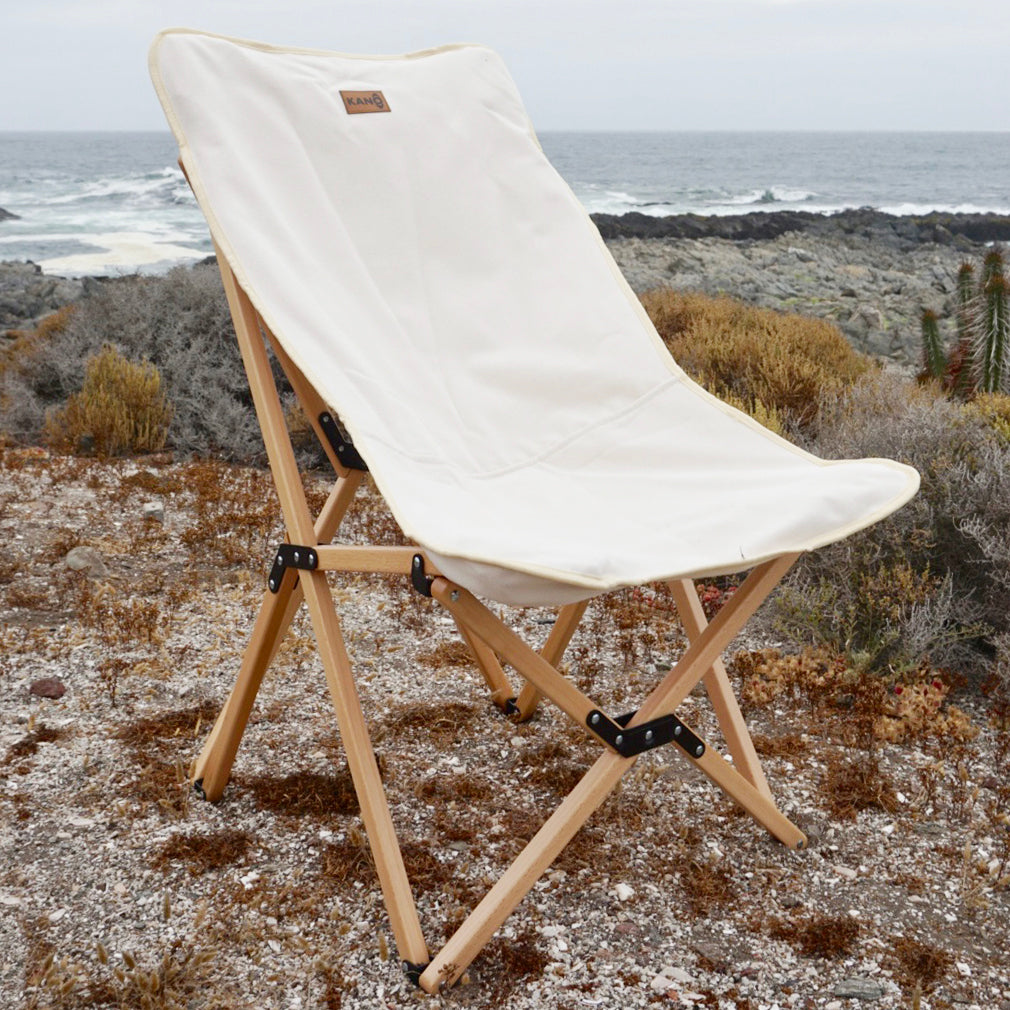 Silla Plegable Para Camping Natural de Madera Beige