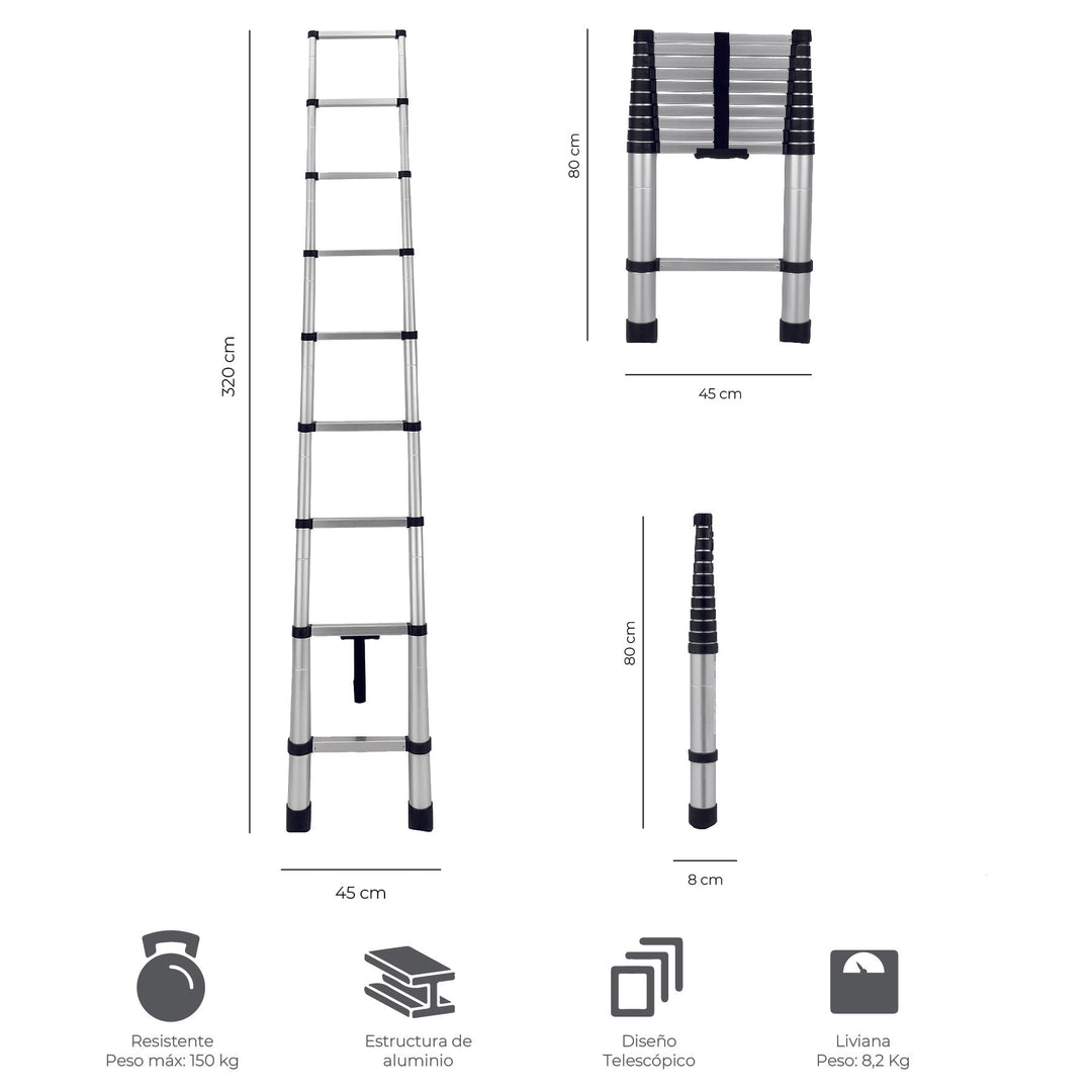 Escalera Telescópica 3,2 Mts Motorhome