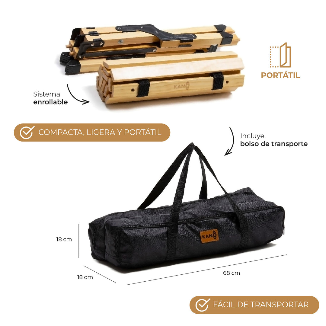 Mesa Plegable de Madera Clara Para Camping Natural