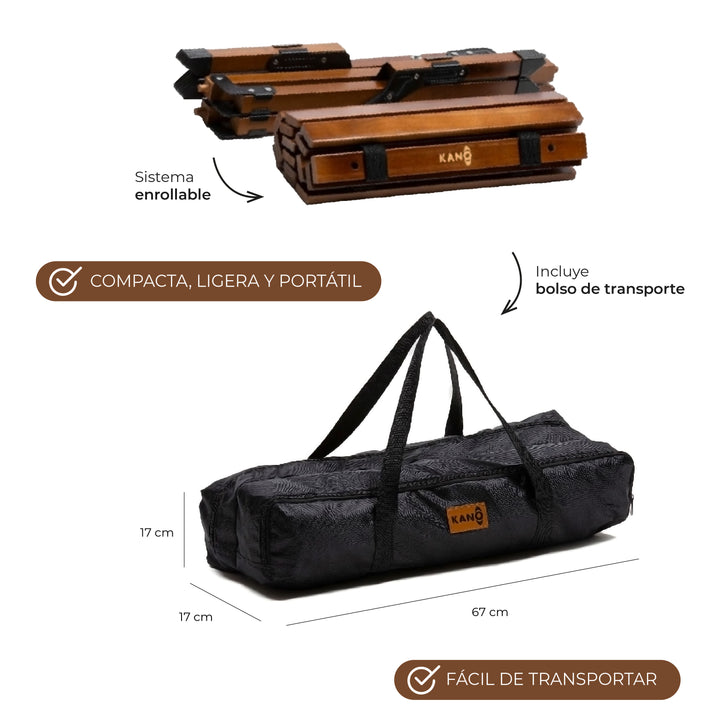 Mesa Plegable de Madera Oscura Para Camping Natural