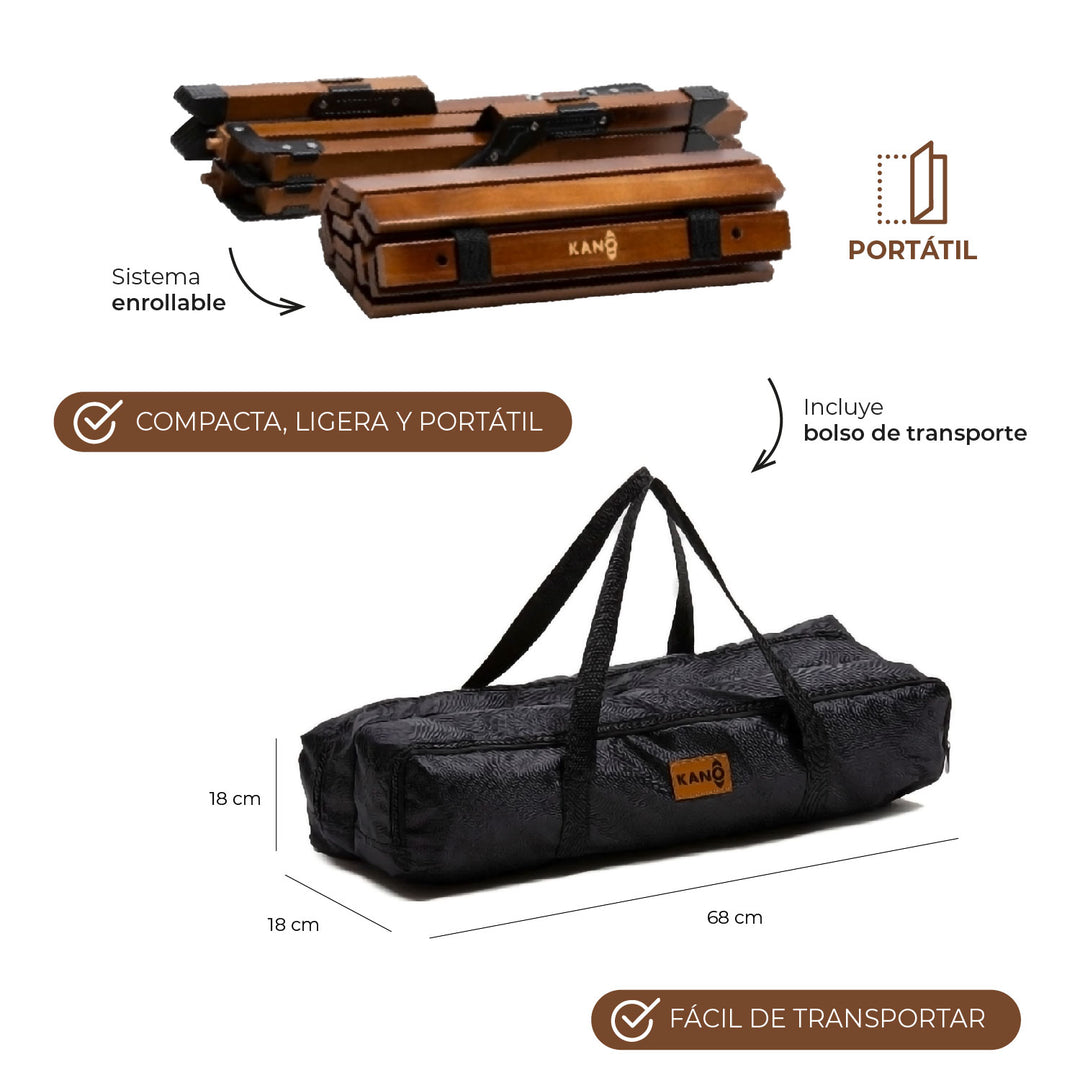 Mesa Plegable de Madera Oscura Para Camping Natural