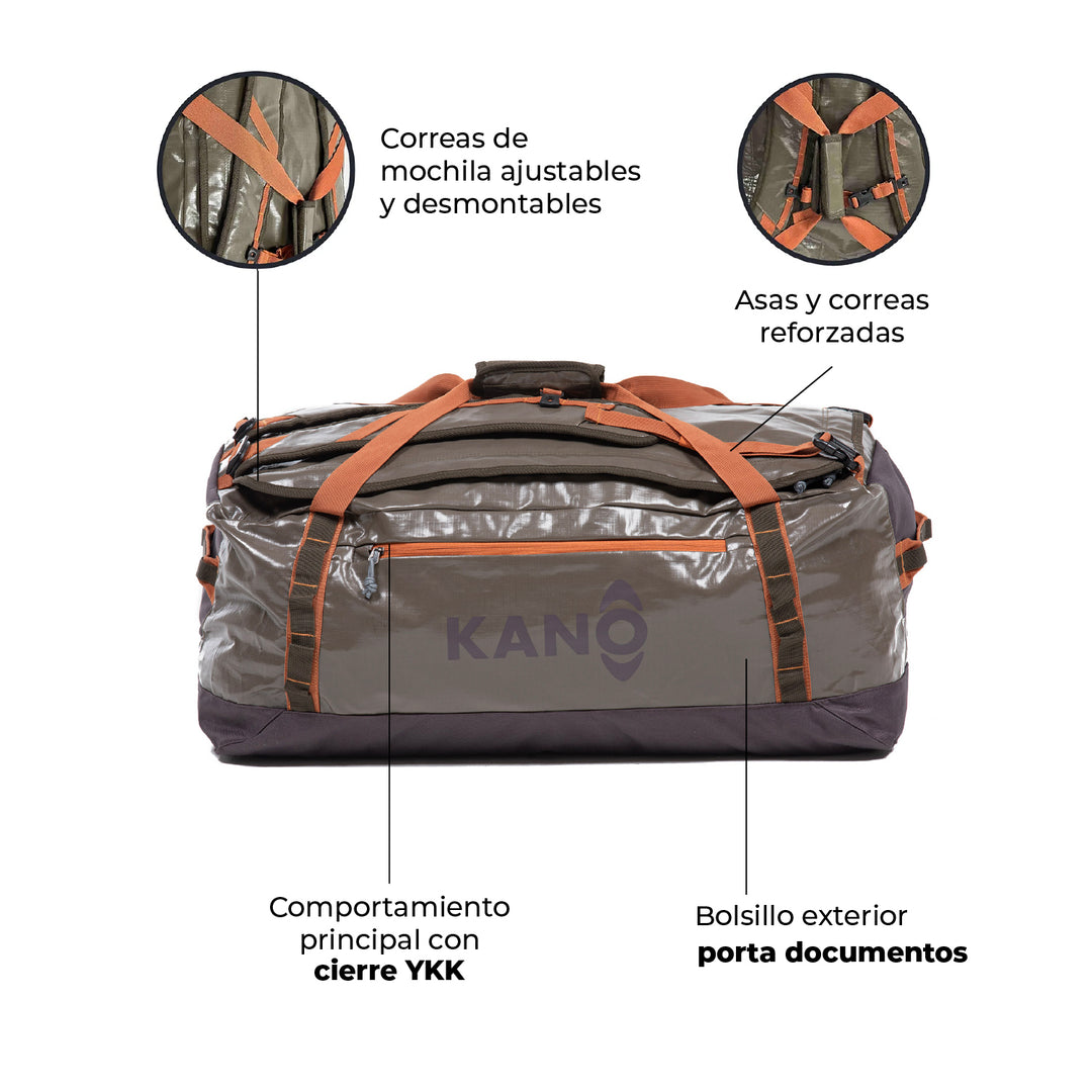 Bolso Mochila Impermeable 80L Roy Café