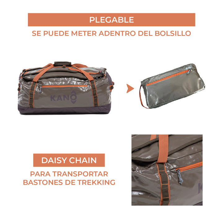 Bolso Mochila Impermeable 80L Roy Café