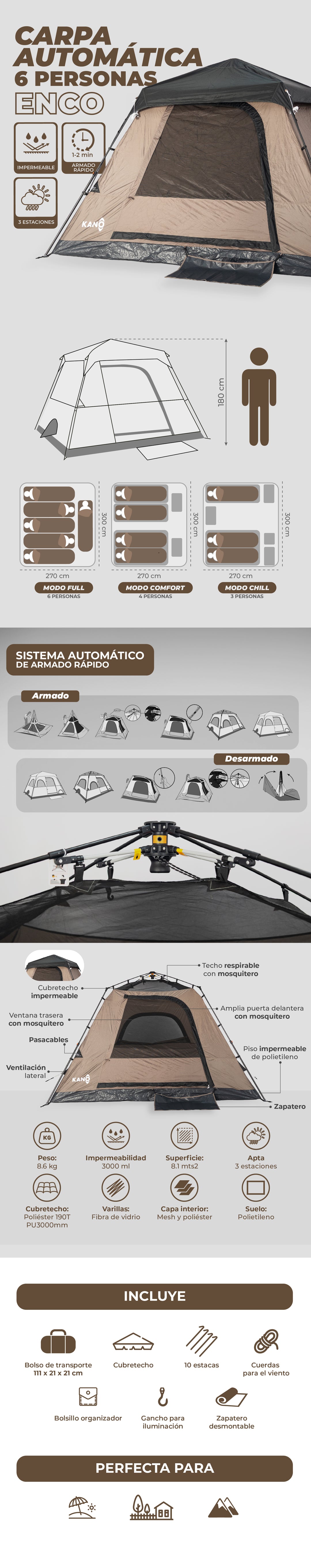 Carpa Automática Enco 6 Personas