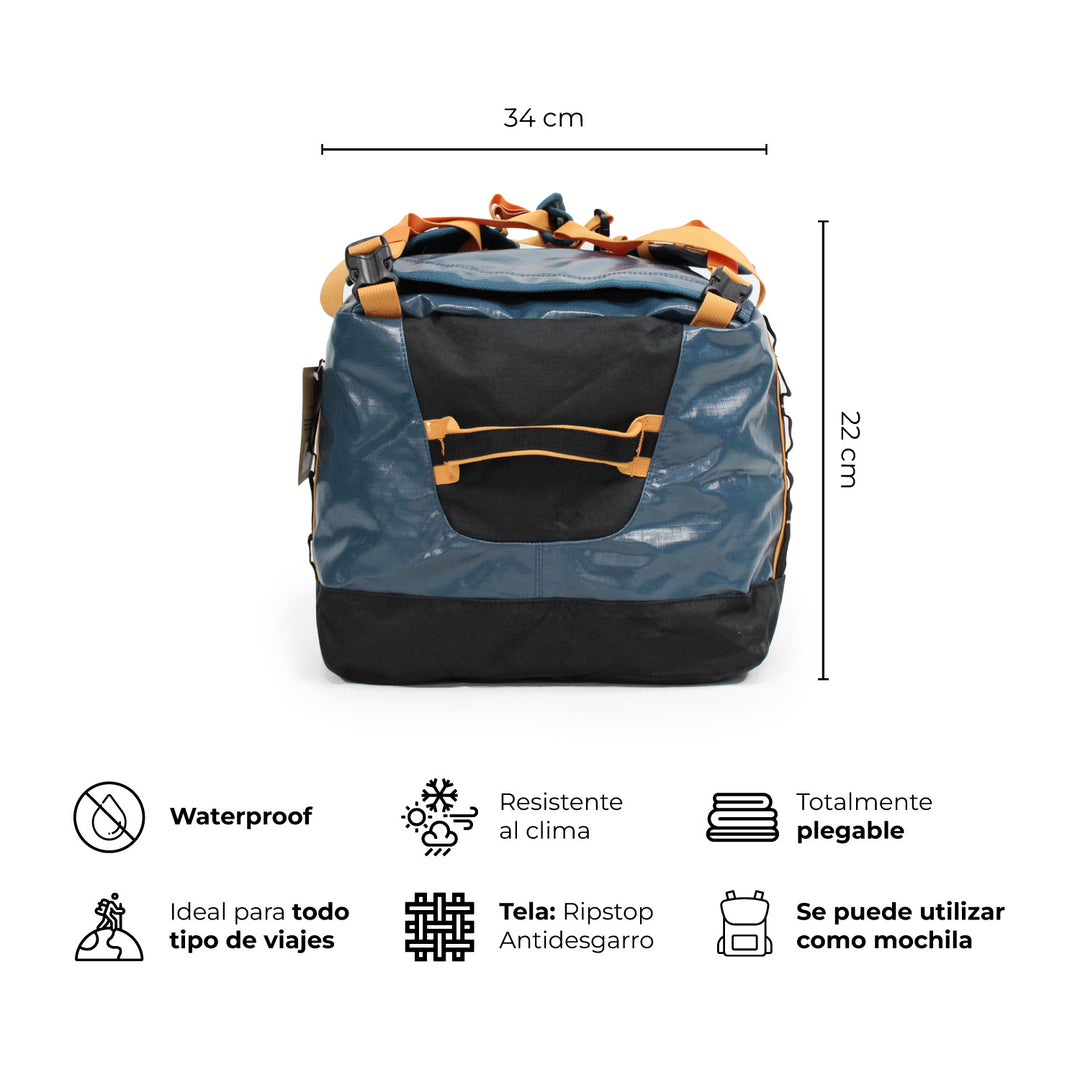 Bolso Mochila Impermeable 60L Fitz Azul