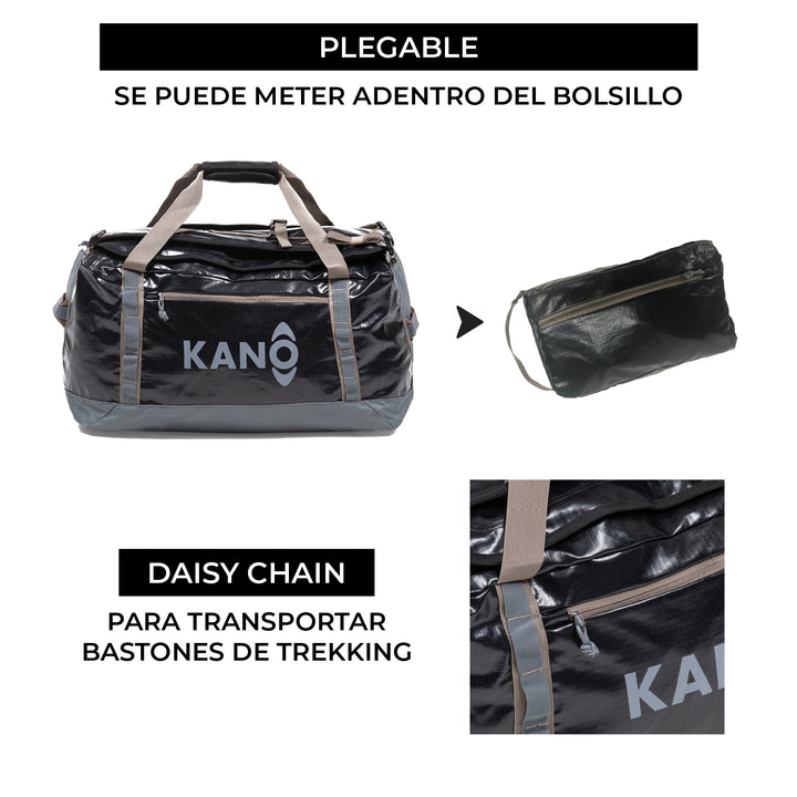 Bolso Mochila Impermeable 60L Fitz Negro