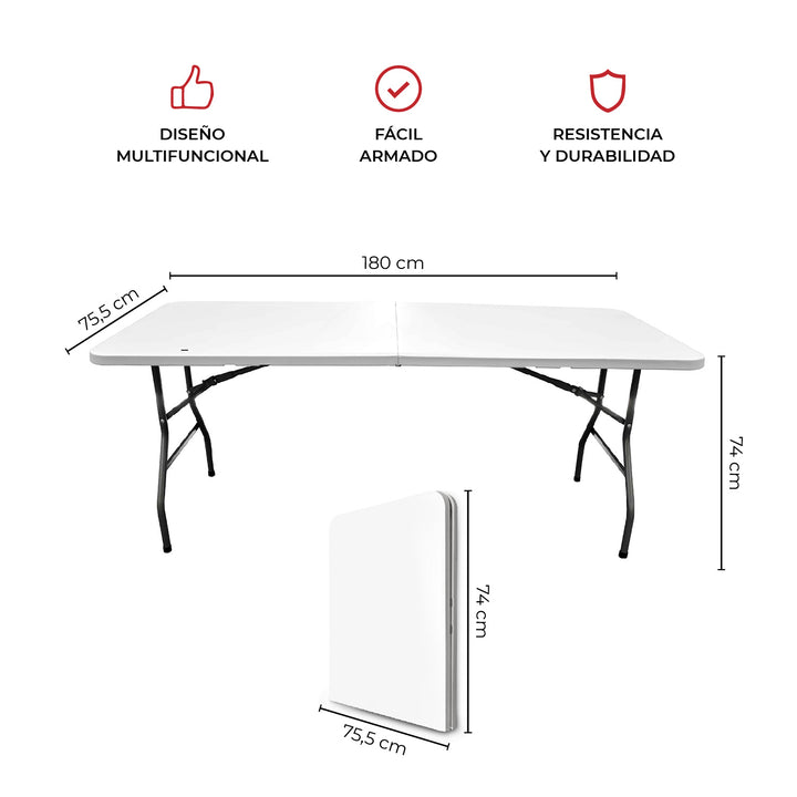 Mesa Plegable Multifuncional 180 Cm Totoralillo