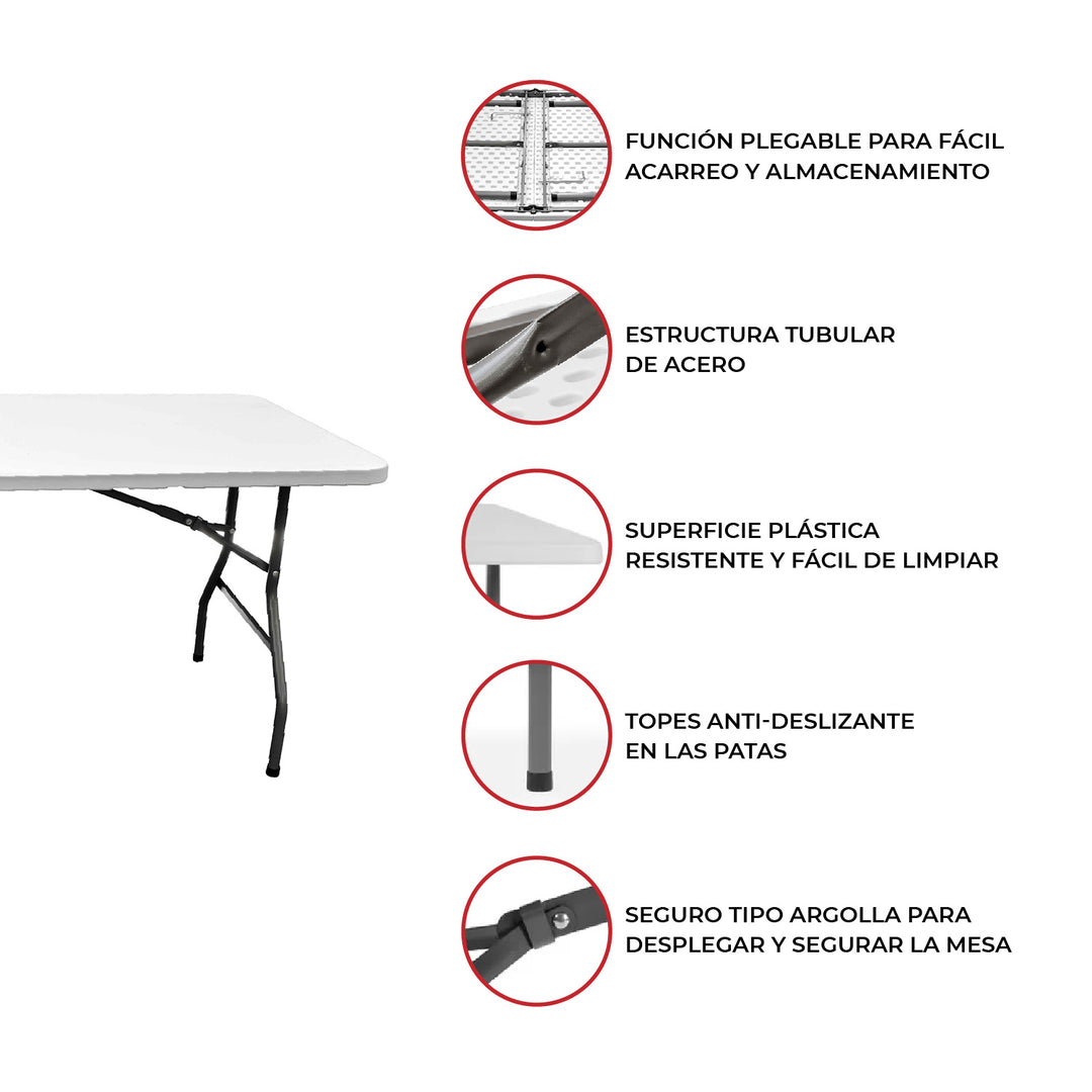 Mesa Plegable Multifuncional 180 Cm Totoralillo