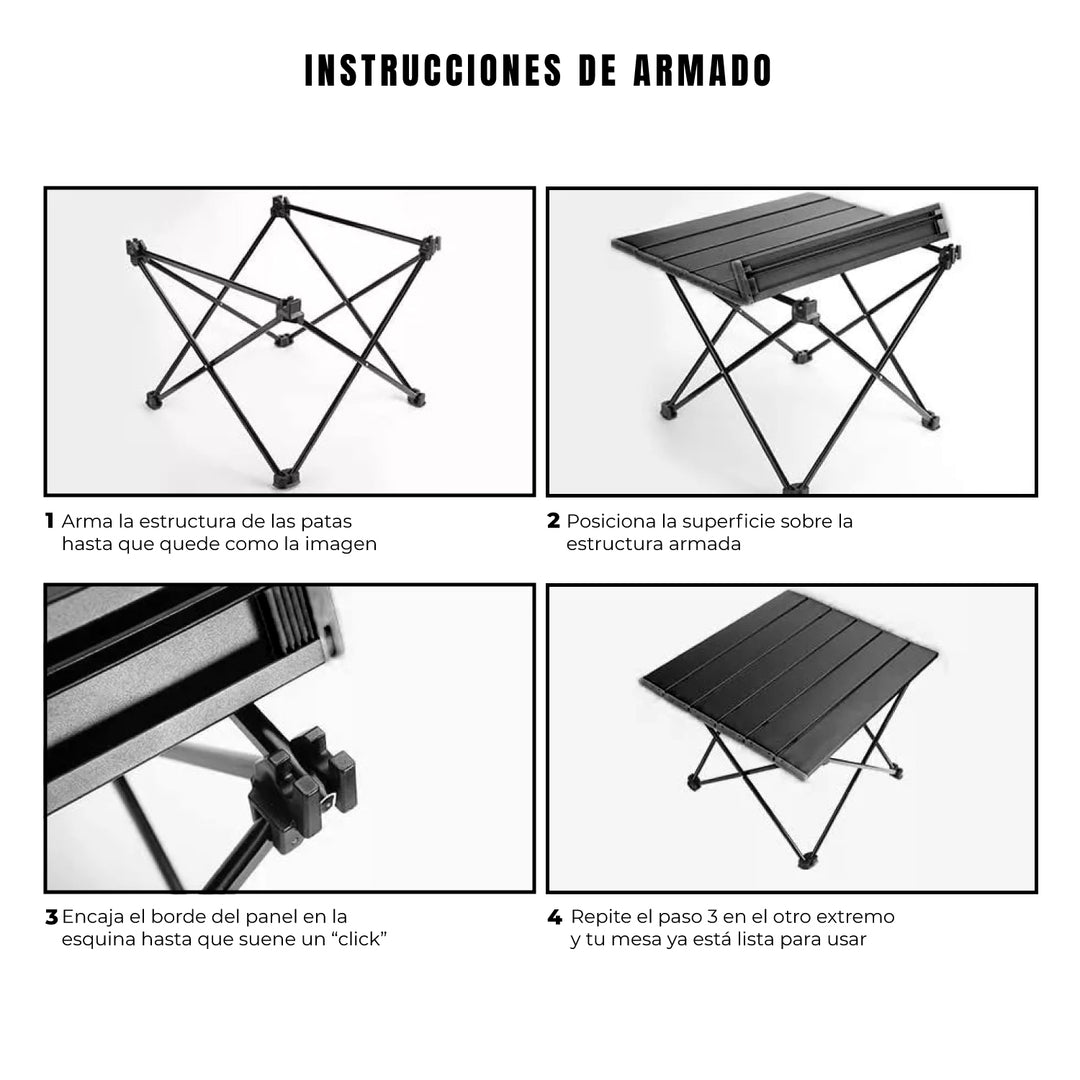 Mesa Plegable Ultraliviana Para Camping Negro