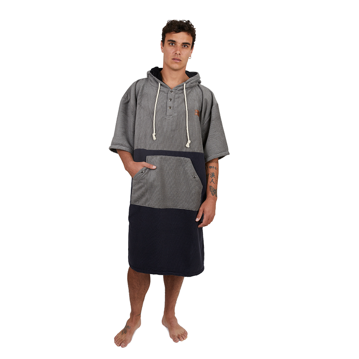 Poncho Terry Negro Gris