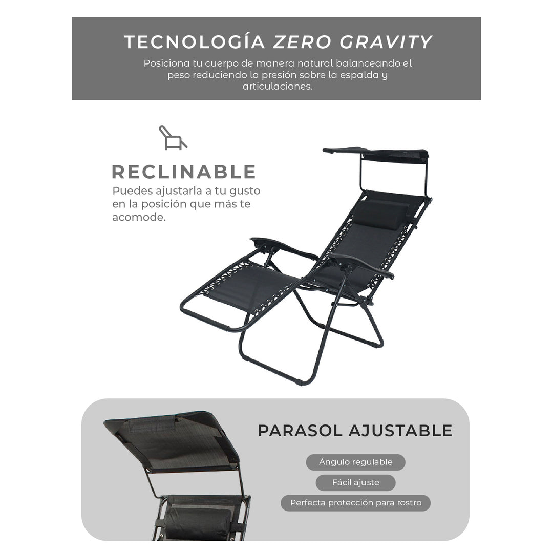 Reposera Zero Gravity con Techo Zen Canopy