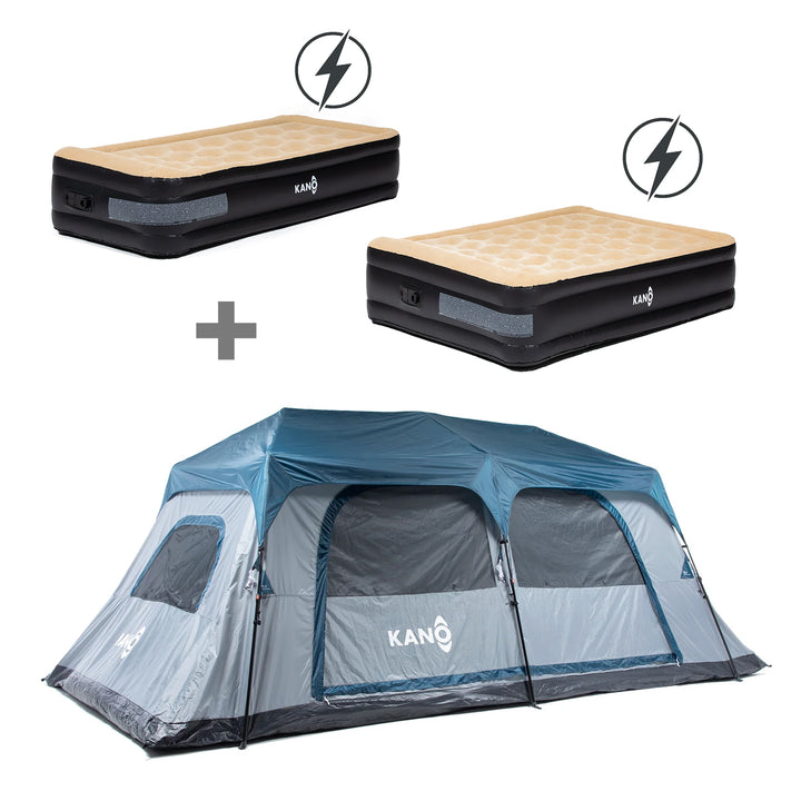 Combo Carpa Automática Lauca para 12 Personas + Colchón Eléctrico Queen + Colchón Eléctrico Individual